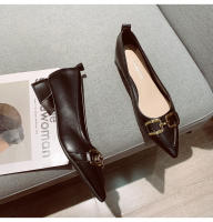 Zapatos de noche de tacón bajo, boca poco profunda, punta puntiaguda para un estilo otoñal con falda. - details 10