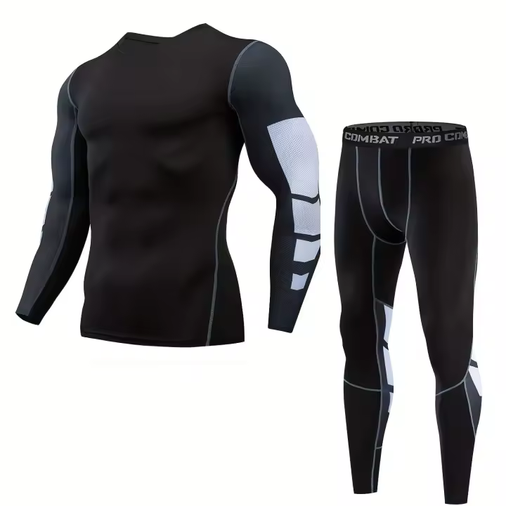 2-Piece Compression Training Suit: Long Sleeve Breathable T-Shirt Pants for Fitness, Gym, Running & Basketball! - 1