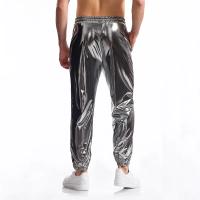 Modo Superficie brillante estampage à chaud hommes pantalons décontractés Harajuku Hip Hop Disco danse Streetwear cordon discothèque pantalon - details 15