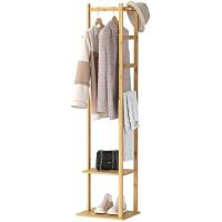 Perchero de Pie de Madera de Bambú Perchero de Esquina de Árbol de Pasillo con 2 Estantes y 3 Ganchos Independiente para Sombreros, Bolsas, Entrada, Dormitorio - details 0