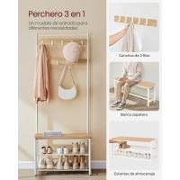 3 en 1 Estructura Acero para Pasillo 32 x 70 x 177 cm Estilo Morno Roble y Crema HSR041W09 - details 4
