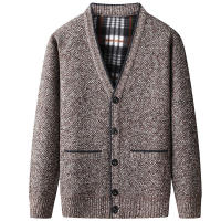 Otoño Invierno Casual cuello en V mantener caliente Tops al aire libre suelto versátil tejido polar abrigo nuevo sólido moda Cardigans suéter hombre - details 2