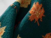 Jersey de punto con patrón de hoja de arce para mujer, jersey de cuello redondo, Top de otoño e invierno, nuevo - details 17