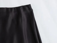 TRAFZA-faldas lisas de satén para mujer, faldas largas de cintura elástica para fiesta en la playa, trajes informales holgados, 2024 - details 33