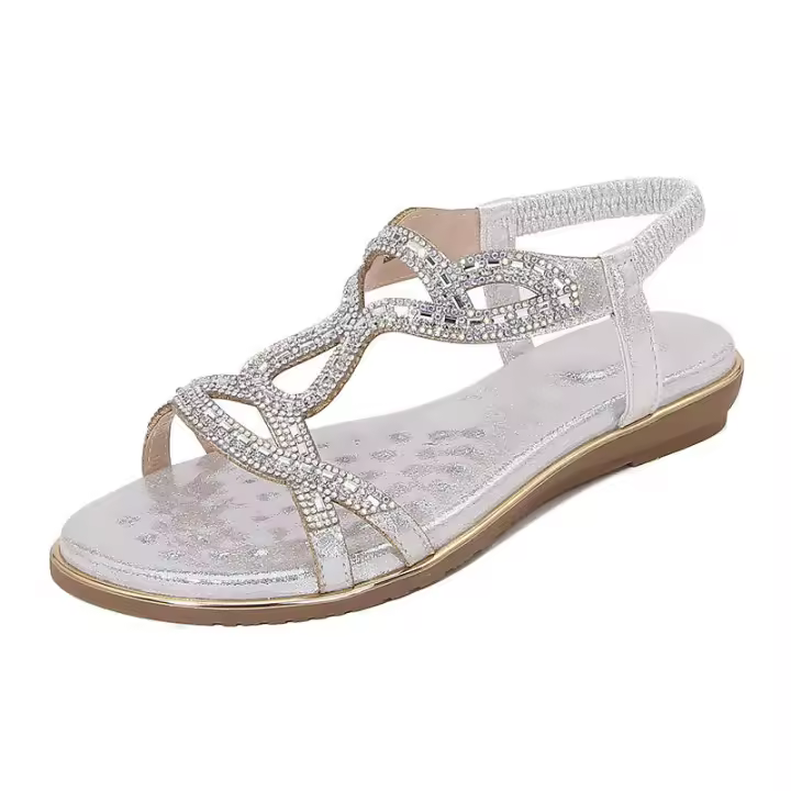 Sandalia 2025 nuevas sandalias de moda estilo étnico flor agua diamante cómodos y versátiles zapatos de mujer con punta abierta - 1