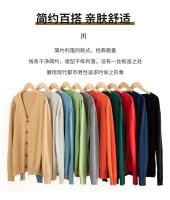Cardigan de Punto para Hombres Vestido Suelto de Una Botónada con Cuello en V Color Sólido - details 3
