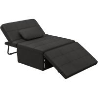 Sofá cama 3 en 1 individual tapizado en lino, sillón reclinable en 5 posiciones, silla de dormir convertible, reposapiés con reposacabezas para salón, carga 200 kg, 95x189x43 cm, gris - details 8
