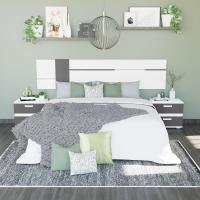 Cabezal de Cama para Pareja Doble, Modelo Led, Acabado en Blanco y Grafito, Medidas 260 cm x 60 cm x 3 cm - details 1