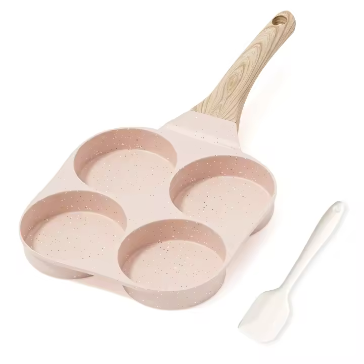 RIOVARM Antiadherente Sartén Tortilla Inducción Sartén para Huevos Granito Sartén Pequeña sin PFOA Redonda 4 agujeros Sartén escalfadora de huevos para el desayuno Sartén para tortitas - 1