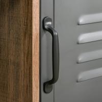 Mueble Auxiliar de Metal con Puerta 3 Estantes Abiertos y Armario con Puerta y Balda Ajustable para Sala de Estar Cocina Madera Natural - details 8