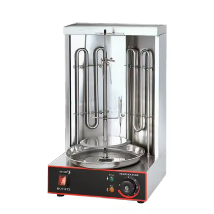 Barbacoa de gas de acero inoxidable, 3000 W, profesional, vertical, giroscopiadora, 2 quemadores, barbacoa de mesa, barbacoa - 1