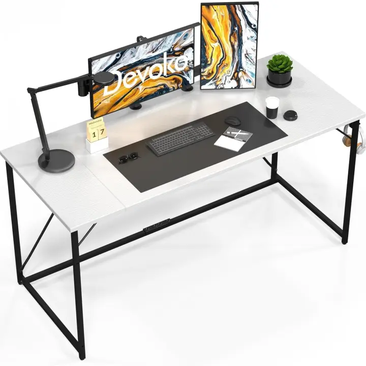 Ornador 100 x 50 x 73 cm Mesa Oficina en casa para Ornador portátil Mesa Diseño Industrial Blanco - 1