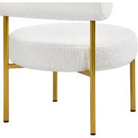 Silla de comedor tapizada, silla relax con estructura reforzada, 136 kg de capacidad, asiento y respaldo acolchados de bouclé para sala, dormitorio, cocina, blanco. - details 5