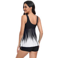 Conjunto de Baño de Dos Piezas de Moda para Mujeres 2024 Traje de Baño de Tela de Nylon con Estilo de Gradiente Short de Natación Plano de Color Sólido Estilo Playero de Primavera/Verano - details 6