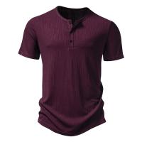 Camiseta de manga corta para hombre, camisa de Color sólido, tres botones, antitira, Henry, novedad de verano - details 3