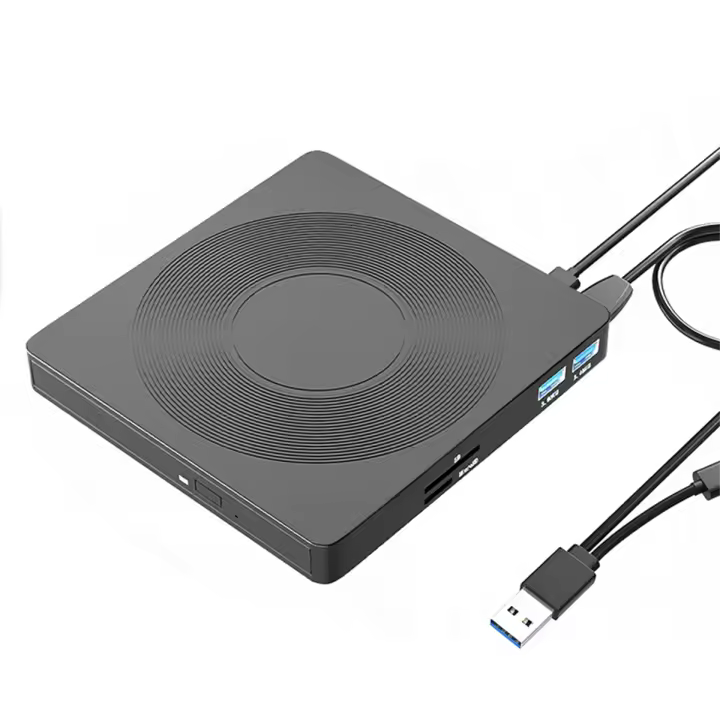 Unidad de CD/DVD externa 6 en 1, USB 3,0 tipo C, CD, DVD, RW, VCD, Unidad óptica con lector de tarjetas SD TF, quemador de DVD para PC y portátil - 1
