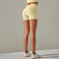 Hamidou-pantalones cortos de Yoga para mujer, Shorts deportivos de cintura alta, sin costuras, con realce de glúteos, para gimnasio, entrenamiento de verano - details 11