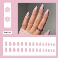 24pcs Uñas Postizas Largas Y Ovaladas En Color Puro Francés Gris Con Ojo De Gato Uñas Press on Para DIY Manicura Desmontables - details 2