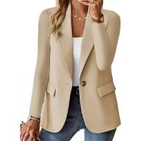 Blazer de primavera para mujer, Blazer elegante de oficina, otoño informal, blanco y negro, manga larga, bolsillo, corte ajustado, nuevo estilo, Blazer para mujer - details 14