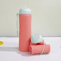 Botella de agua de silicona plegable a prueba de fugas, taza de agua plegable portátil reutilizable, tapa giratoria, tazas de agua plegables para viaje - details 7