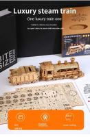 Modelo de Tren Retro 3D Set de Bloques de Construcción Creativa Mecánica para Adolescentes y Adultos Juguete Montessori DIY de Madera Coleccionables - details 3