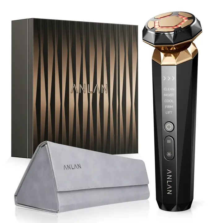 ANLAN Dispositivo de Belleza RF Multipolar Masajeador Facial de Oro 18K Levantamiento de Piel - 1