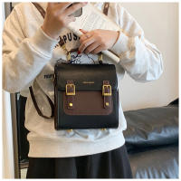 Mini mochila para mujer, nueva moda, versátil, de gran capacidad, bandolera doble con bloques de Color para niñas, bolso escolar pequeño de viaje a la moda - details 16