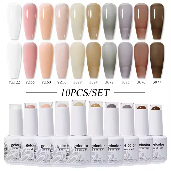 Arte Clavo-juego completo de esmaltes en Gel para uñas, Set completo de barniz semipermanente, 10 colores, 15ml - 1
