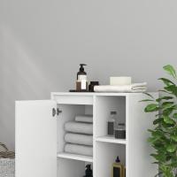 Columna Auxiliar con Puerta 3 Estantes Abiertos Antivuelco Estilo Moderno 53x30x80 cm Blanco - details 3