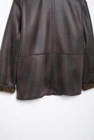 TRAFZA-abrigos reversibles para mujer, chaquetas marrones de manga larga con cuello vuelto y bolsillos, de una sola botonadura, a la moda, para invierno, 2024 - details 10