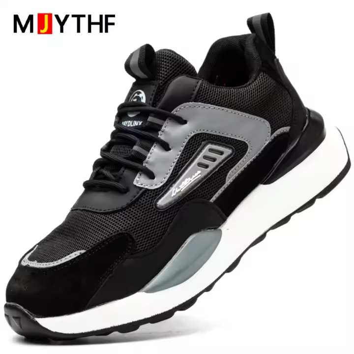 Zapatos de seguridad indestructibles para hombres, mocasines de trabajo, botas de seguridad ligeras, antipinchazos, punta de acero - 1