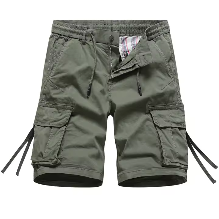 Pantalones Cargo de Algodón 100% para Hombres Cintura Elástica, Múltiples Bolsillos, Estilo Casual Militar - 1