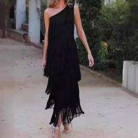 BUNO-Vestidos asimétricos con flecos en los hombros, moda entre las mujeres,Vestido de fiesta de cóctel de primavera y verano, elegante vestido de noche con borlas y flecos para mujer, largo de un hombro para fiesta de cóctel - details 3