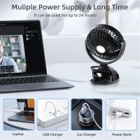 Ventilador pequeño con Clip para escritorio, ventilador Personal portátil con Clip USB para casa, oficina, cama de viaje, cochecito, Camping, Aire libre, blanco - details 3