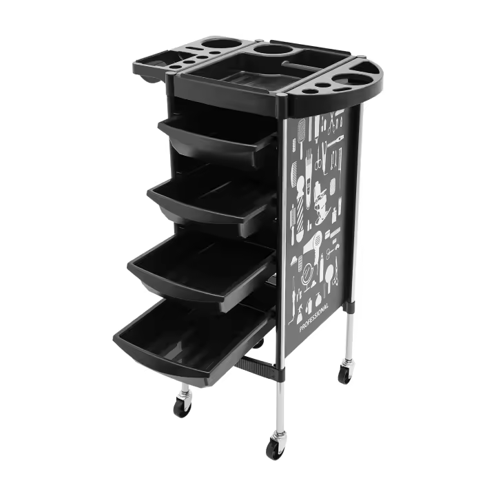 Carro de peluquería de 5 niveles, carrito de salón con cajones de acero inoxidable, plástico 38*88 cm/14,96*34,64 pulgadas para barbería, salones de belleza, tiendas de mascotas - 1