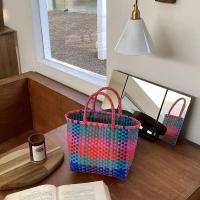 2025 nueva cesta de verduras, bolso de PVC a la moda de verano, bolso tejido a mano, bolso de mano a rayas de retales, bolsos de playa, monederos y bolsos - details 6