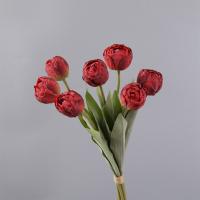 Ramas de tulipán artificiales de 7 cabezas, flor de tulipán de seda hecha a mano de tacto Real, flores falsas realistas, decoración del banquete de boda - details 7