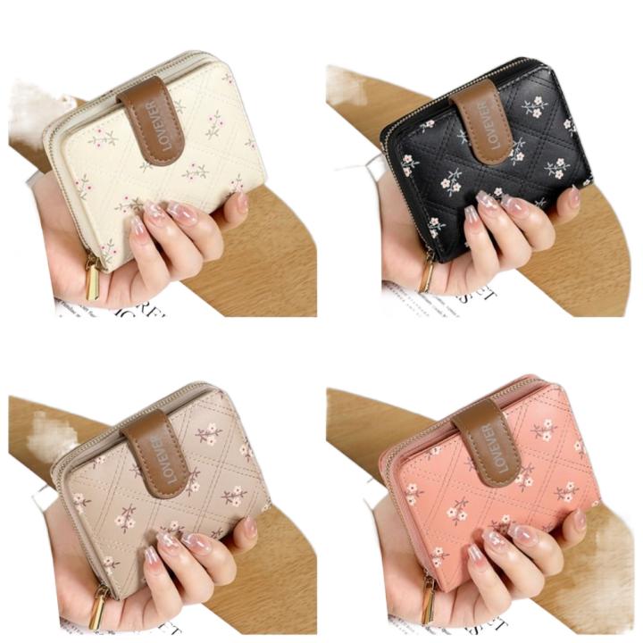 Nueva cartera corta de flores de cuero PU, monedero de gran capacidad, Mini tarjetero ligero para mujer
