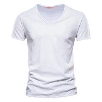 Camiseta de algodón para hombre, camisetas sólidas ajustadas con diseño de moda con cuello en V, camisetas para hombre, camisetas de manga corta para hombre - details 7
