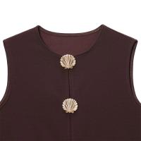 PB&ZA2025 ropa interior para ir al trabajo, chaleco de punto sin mangas con cuello redondo, top decorado con botones para mujer - details 8