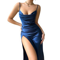 Camisón de encaje de satén para mujer, camisón con abertura lateral, ropa de dormir - details 0