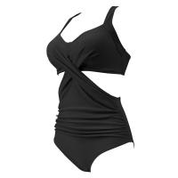 One Piece Tankini De Verano 2024 Para Mujer Talla Grande Estilo Halter Monokini De Playa Con Push-Up Cintura Alta Traje De Baño Unicolor - details 15