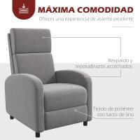 Sillón Relajable Manual Almohada de Lino Sintético Respaldar Alto Carga de 120kg - details 5
