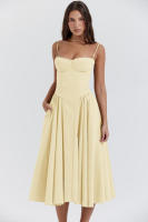 Vestido de mujer sin mangas y hombros, diseño elegante, vestido de corte - details 30