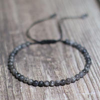 Pulsera minimalista de piedra ajustable para hombre, pulsera hecha a mano de 4mm de ágata Natural, cuentas de roca turquesa roja, Pulseras de joyería exquisitas - details 5