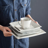 MALACASA-vajilla de porcelana gris Mármol, 30/60 piezas, con postre/sopa/plato de cena/taza/platillo, servicio para 12 - details 11