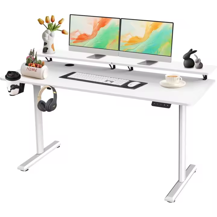 Escritorio, Mesa Gaming Arce, Dos Soportes para Monitor, Memoria de Altura Ajustable, Adecuado para - 1