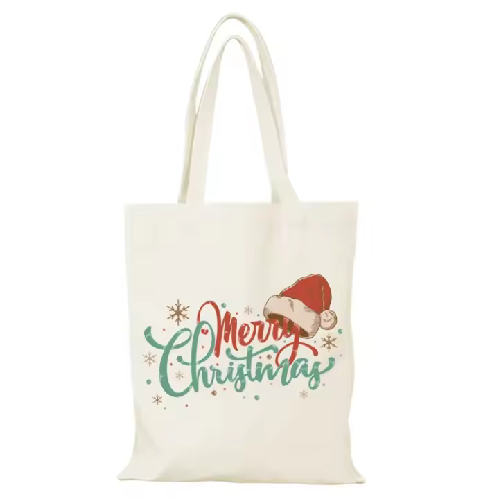 Feliz Navidad el bolso de mano mujer regalo de Año Nuevo bolsas de tela de dibujos animados Sac De Courses bolso de hombro de mujer Eco Shopper bolsos hombre - 1