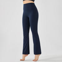 Hamidou-mallas de Yoga de cintura alta para mujer, pantalones de entrenamiento elásticos, de pierna ancha, acampanados, de color sólido, para Fitness - details 8
