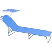 Silla de Playa Tumbona con Parasol Rebanable de 3 Posiciones Convertible en Cama Verde Aguamarina de Aluminio y Textileno Tamaño 190x58x25 cm - details 17